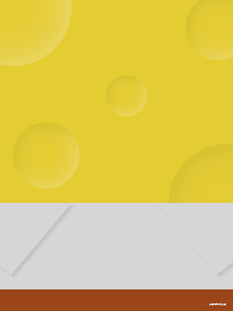 Affiche minimaliste jaune : une large surface jaune criblée de creux ronds surmonte un col blanc plié en deux pointes et une bande brune