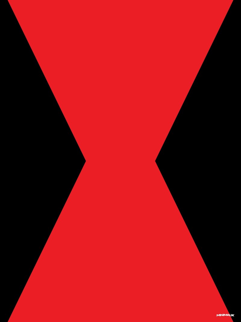 Affiche minimaliste rouge et noire : un grand sablier rouge aux angles nets, deux triangles pointe contre pointe, centré sur un fond noir uni