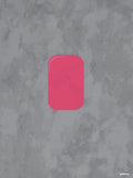 Affiche minimaliste grise : un savon rectangulaire rose fuchsia aux angles arrondis, posé au centre d'un fond gris marbré façon béton brut